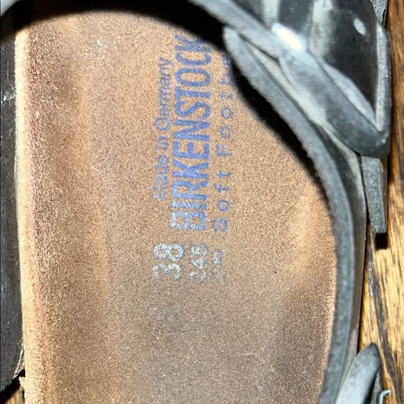 Women’s 38 Birkenstock Soft Footbed Black Sandals - Picture 2 of 2